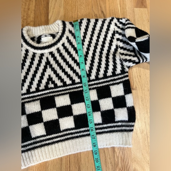 Mother The Itsy Crop Jumper in River Marked pattern, Alpaca and Wool Blend. - Picture 9 of 10